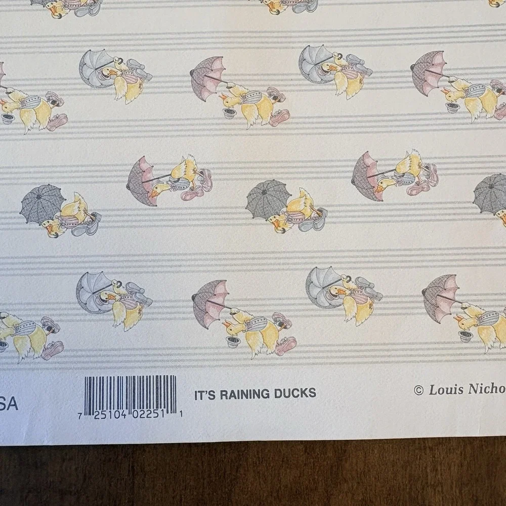Minigraphics 2pcs Raining Ducks Louis Nichole 1988 Dollhouse Wallpaper Miniature